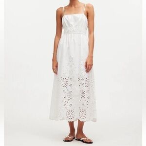 NWT - Embroidered Tank Midi Dress in Poplin - Size 10